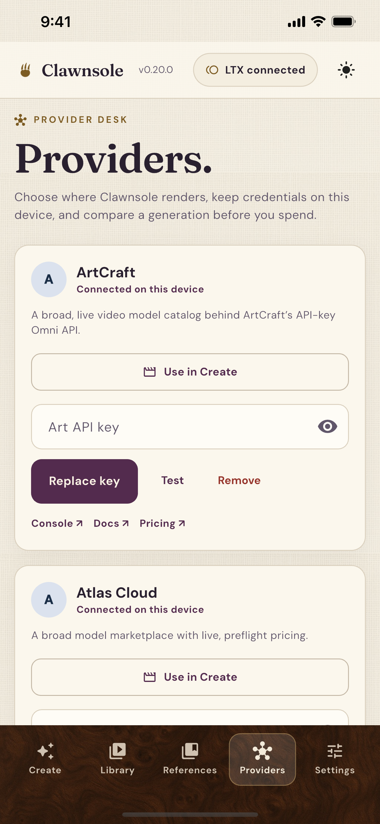 Clawnsole provider and model cost controls on iPhone